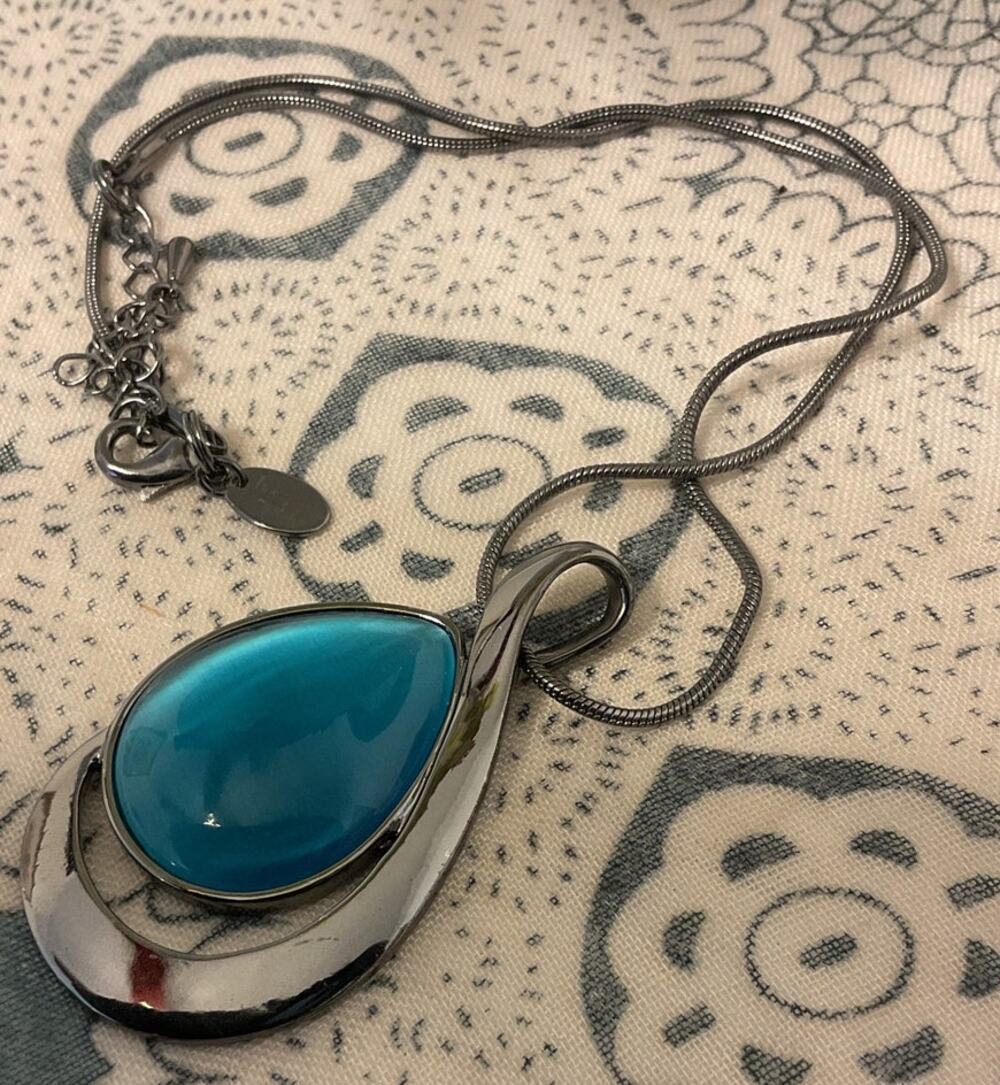Vintage Lia Sofia Necklace Blue Stone 20”